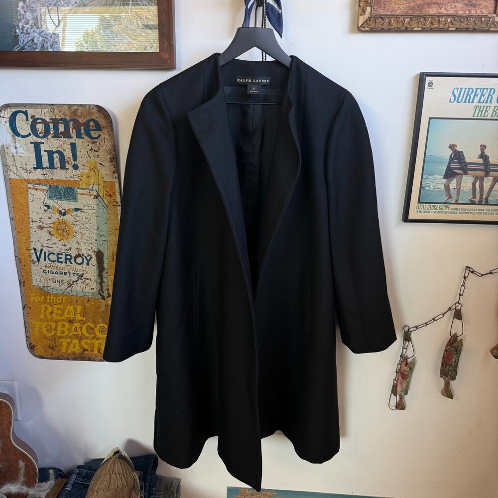 Ralph Lauren Black Label Wool Double Breasted Magnetic Overcoat Size 8
